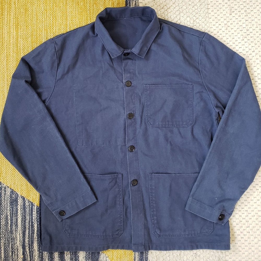 Vintage Workwear French Chore Coat Blue Twill